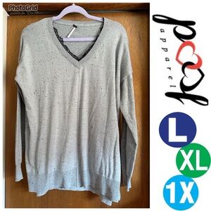 POOF ❤️ ❤️ Oversized Lace Trimmed V-Neck Sweater